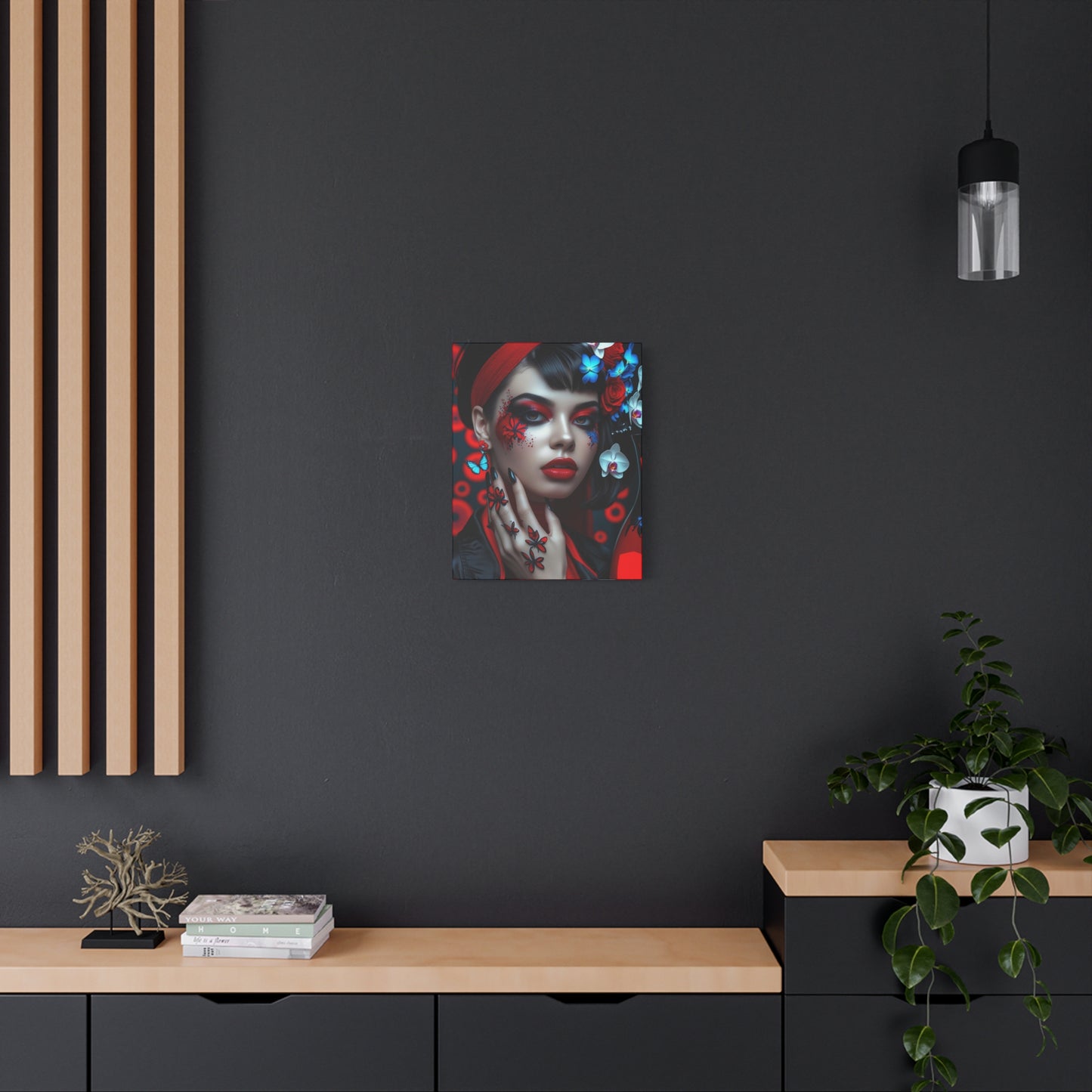Gothic Red Beauty Matte Stretched Canvas Wall Art