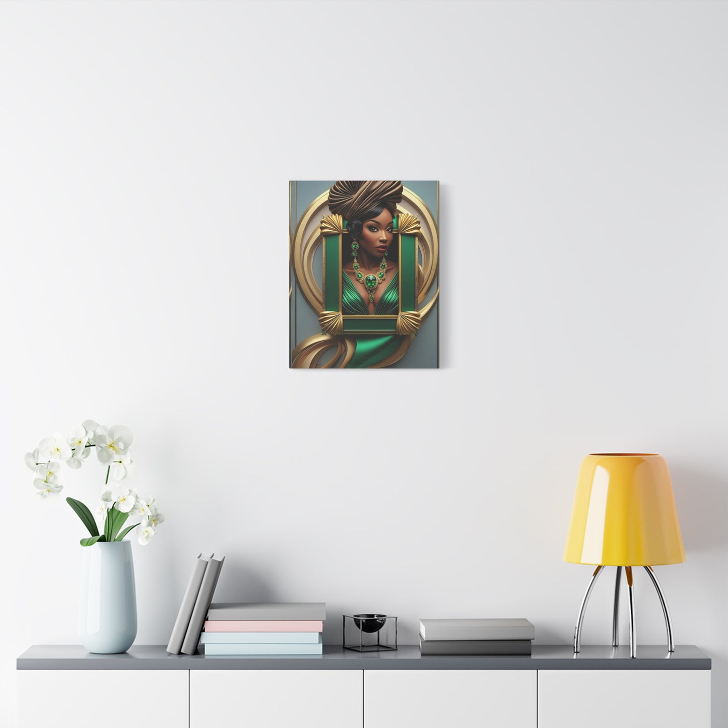 Regal Emerald Portrait Canvas Print - African Queen Wall Art