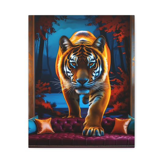 Tiger Canvas Wall Art — Bold Jungle Tiger Print on Matte Stretched Canvas