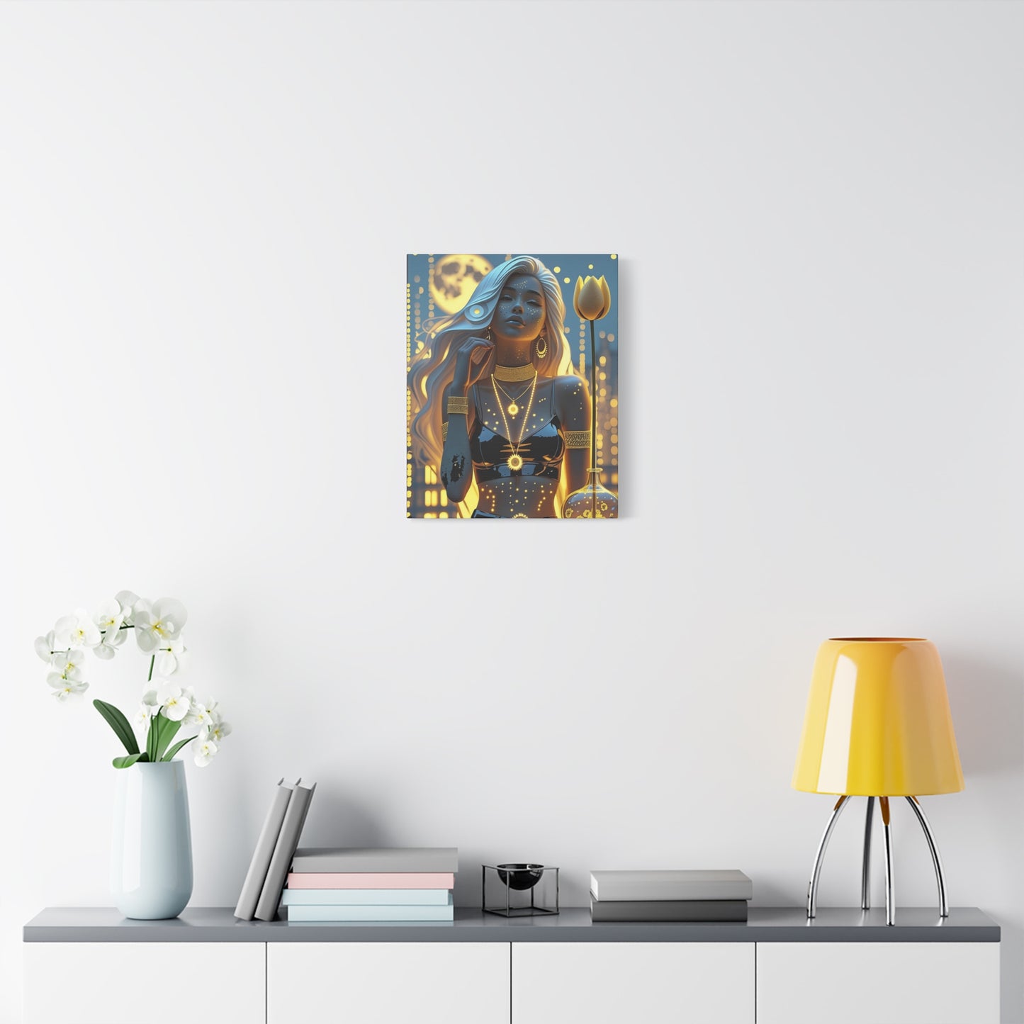 Golden Night Goddess Matte Canvas Wall Art