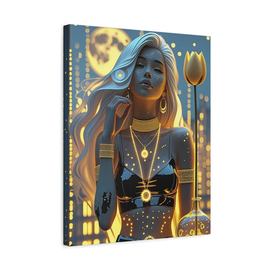 Golden Night Goddess Matte Canvas Wall Art