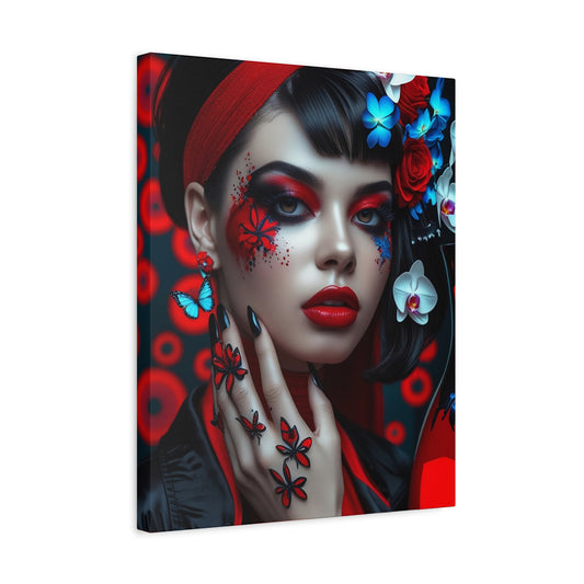 Gothic Red Beauty Matte Stretched Canvas Wall Art
