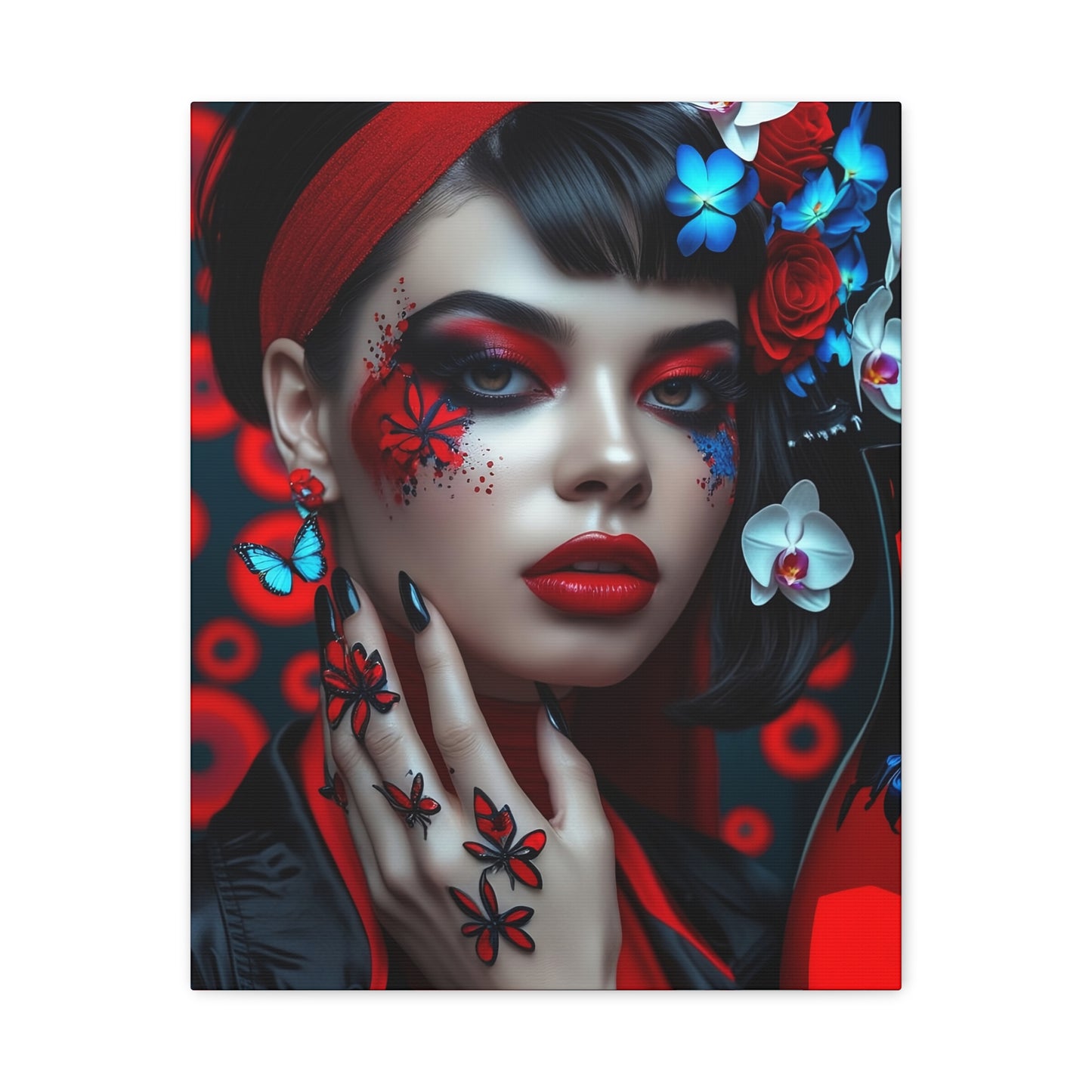 Gothic Red Beauty Matte Stretched Canvas Wall Art